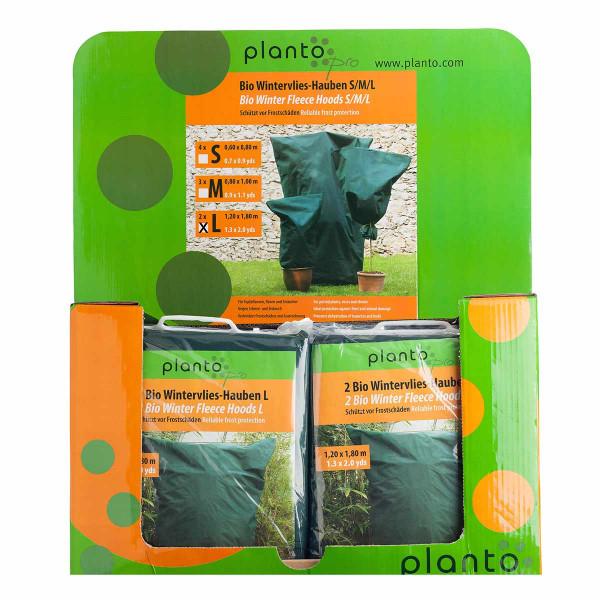 Bio-Wintervlieshauben "planto pro" (Größe L, 2 Stück ca. 1,20 x 1,80 m) - 1/4 Chep Display Karton mit 12 Packungen Art. 90436